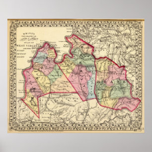 Map of Mason, Jackson, Roane counties Poster