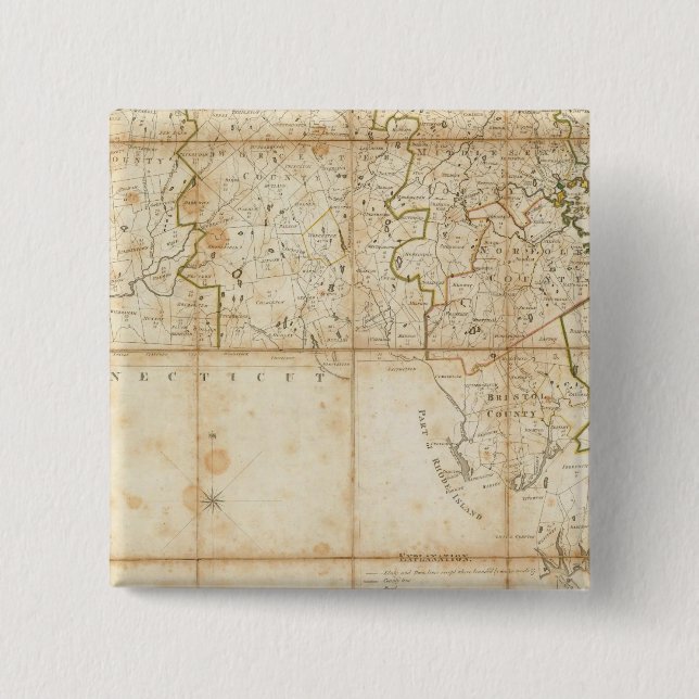 Map Of Massachusetts 15 Cm Square Badge (Front)
