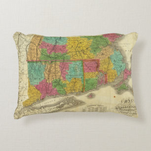 Map of Massachusetts and Connecticut Decorative Cushion