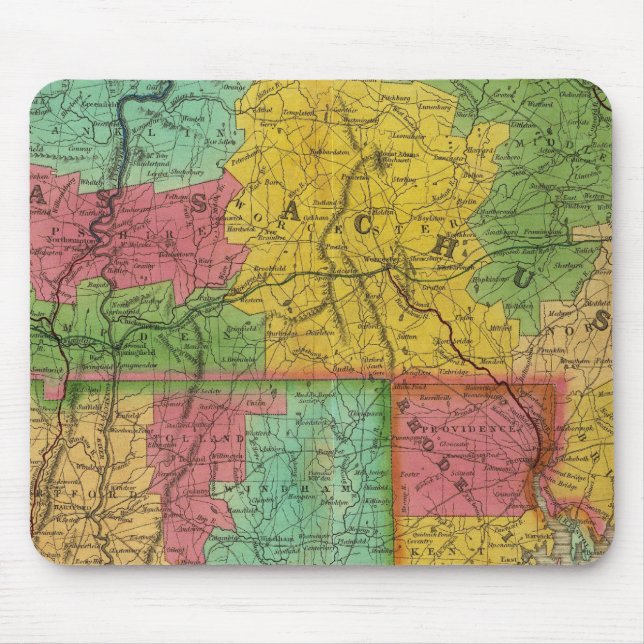 Map of Massachusetts and Connecticut Mouse Pad (Front)