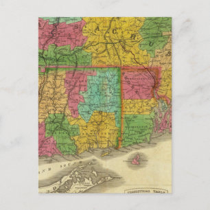 Map of Massachusetts and Connecticut Postcard
