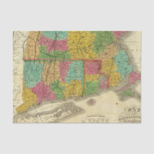 Map of Massachusetts and Connecticut Tissue Paper