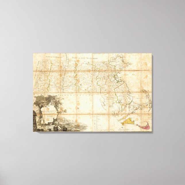 Map Of Massachusetts Canvas Print (Front)