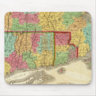 Map of Massachusetts Connecticut And Rhode Island Mouse Pad