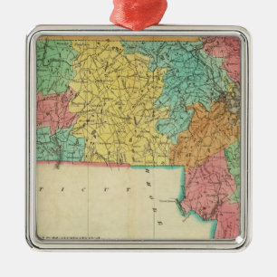 Map Of Massachusetts Metal Tree Decoration