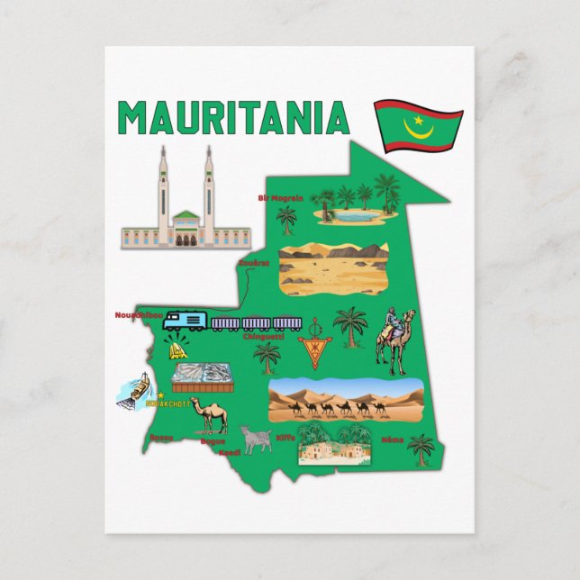 Map of Mauritania Postcard (Front)
