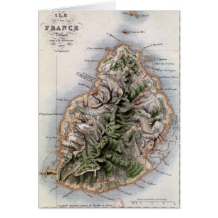 Map of Mauritius, illustration 'Paul et Virginie'