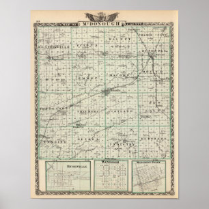 Map of McDonough County, Rushville Poster
