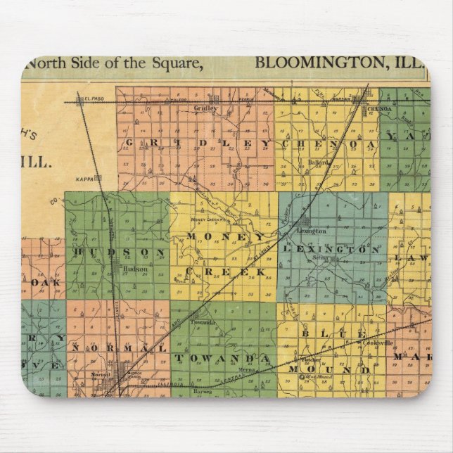 Map of McLean County, Illinois 1886 Mouse Pad (Front)