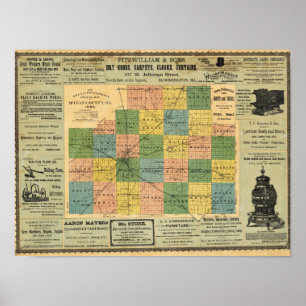 Map of McLean County, Illinois 1886 Poster