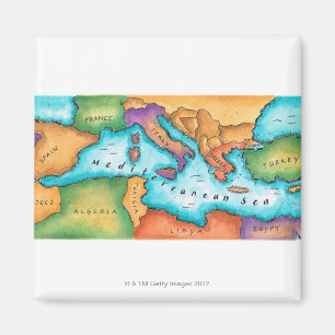 Map of Mediterranean Sea Magnet