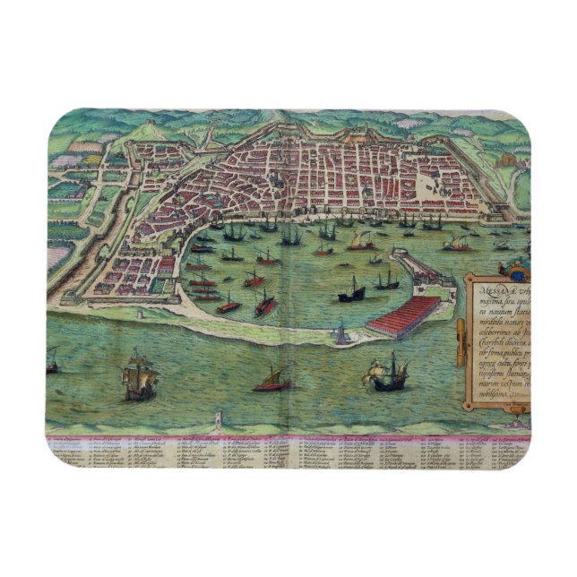 Map of Messina, from 'Civitates Orbis Terrarum' by Magnet (Horizontal)