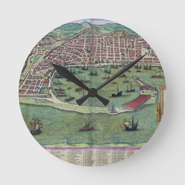 Map of Messina, from 'Civitates Orbis Terrarum' by Round Clock (Front)