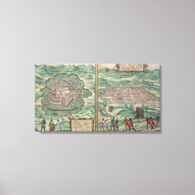 Map of Mexico and Cuzco, from 'Civitates Orbis Ter Canvas Print (Front)