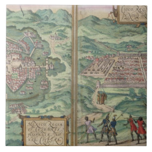 Map of Mexico and Cuzco, from 'Civitates Orbis Ter Tile