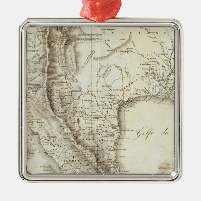Map of Mexico and neighbouring countries Metal Tree Decoration (Front)