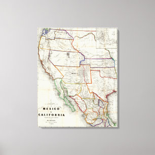 Map Of Mexico & California Canvas Print