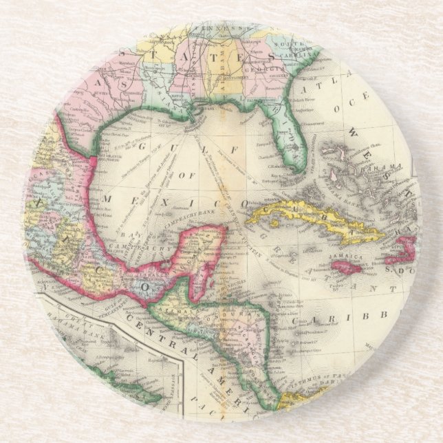 Map Of Mexico, Central America Coaster (Front)