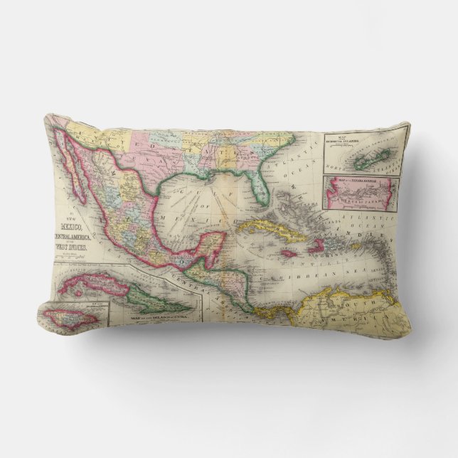 Map Of Mexico, Central America Lumbar Cushion (Front)