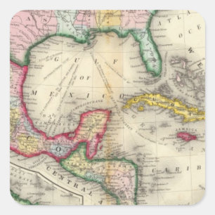 Map Of Mexico, Central America Square Sticker