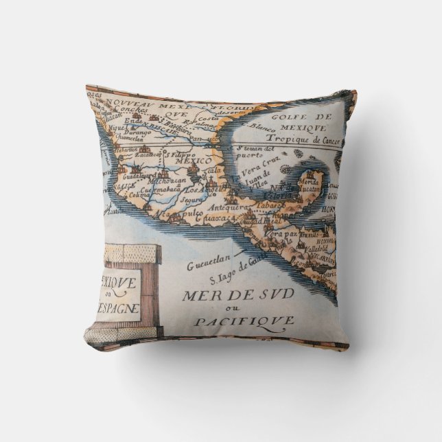 Map of Mexico or New Spain | 1625 Cushion (Front)