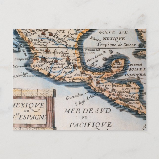Map of Mexico or New Spain | 1625 Postcard (Front)