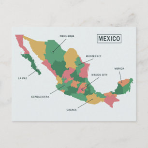 Map of Mexico postcard