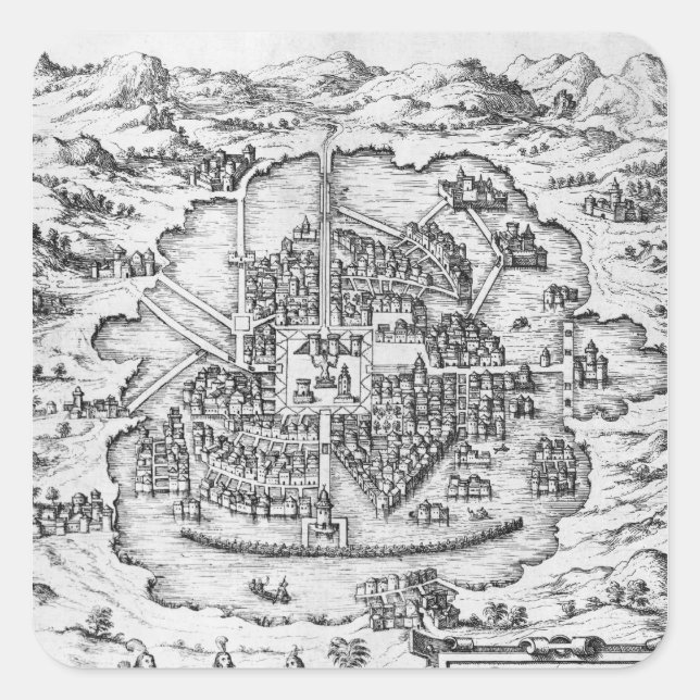 Map of Mexico Square Sticker (Front)