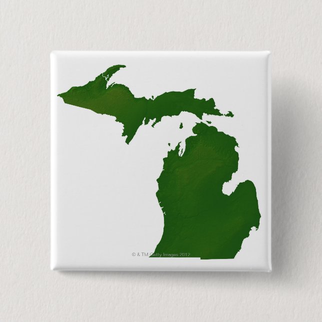 Map of Michigan 15 Cm Square Badge (Front)