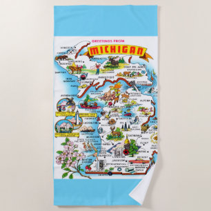 Map of Michigan Beach Towel