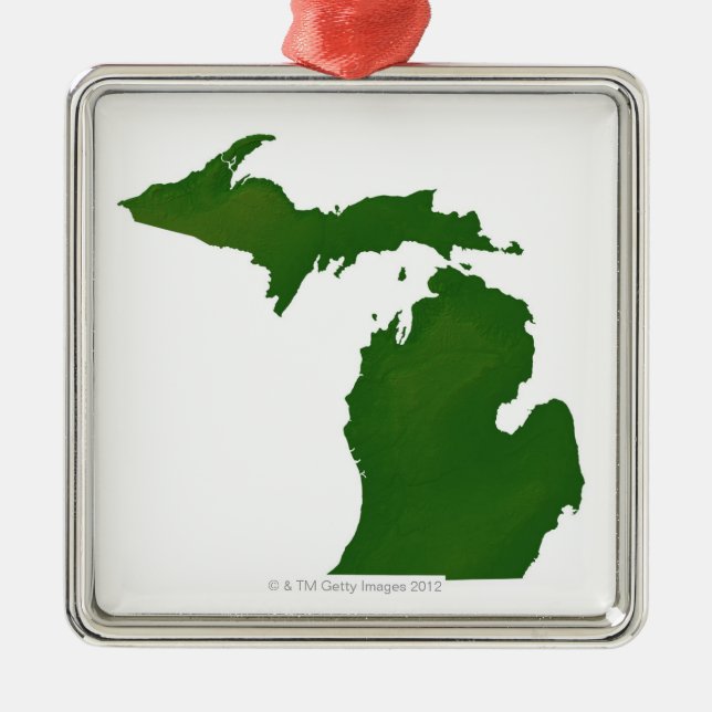 Map of Michigan Metal Tree Decoration (Front)