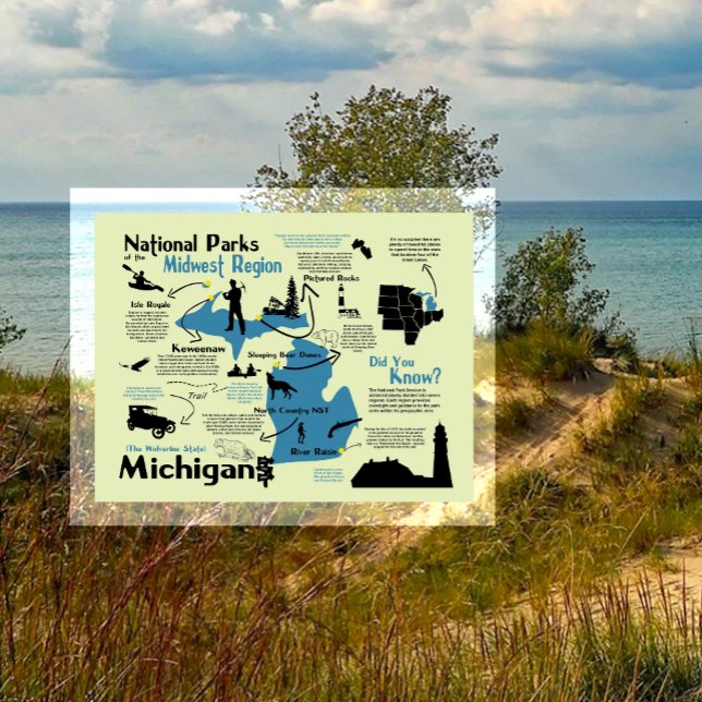Map of Michigan National Parks Postcard (Creator Uploaded)