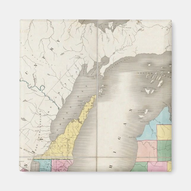 Map of Michigan & Part Of Wisconsin Territory Magnet (Front)