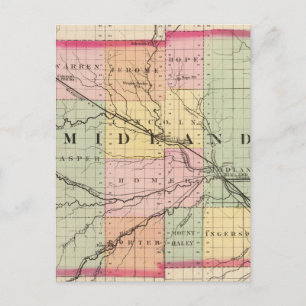 Map of Midland County, Michigan Postcard