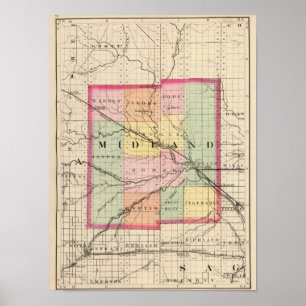 Map of Midland County, Michigan Poster