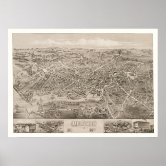Map of Milford, CT from 1882 Poster