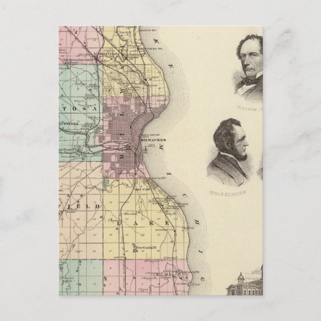 Map of Milwaukee County, State of Wisconsin Postcard (Front)