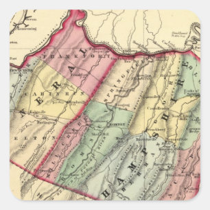 Map of Mineral, Hampshire counties Square Sticker