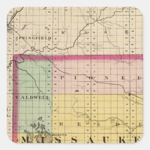 Map of Missaukee County, Michigan Square Sticker
