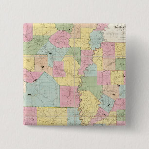 Map of Mississippi, Louisiana & Arkansas 15 Cm Square Badge
