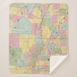 Map of Mississippi, Louisiana & Arkansas Sherpa Blanket