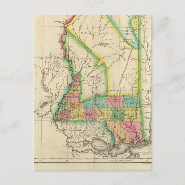 Map Of Mississippi Postcard (Front)