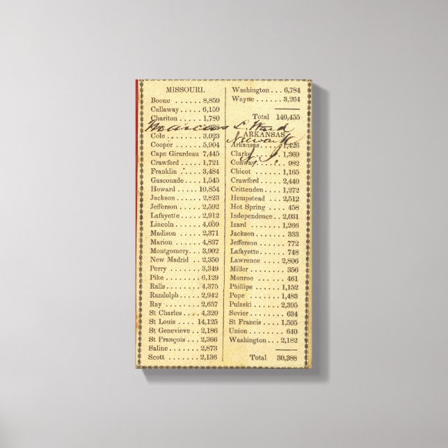 Map of Missouri 2 Canvas Print (Front)