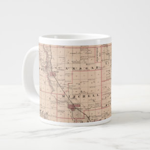 Map of Mitchell County, State of Iowa Large Coffee Mug