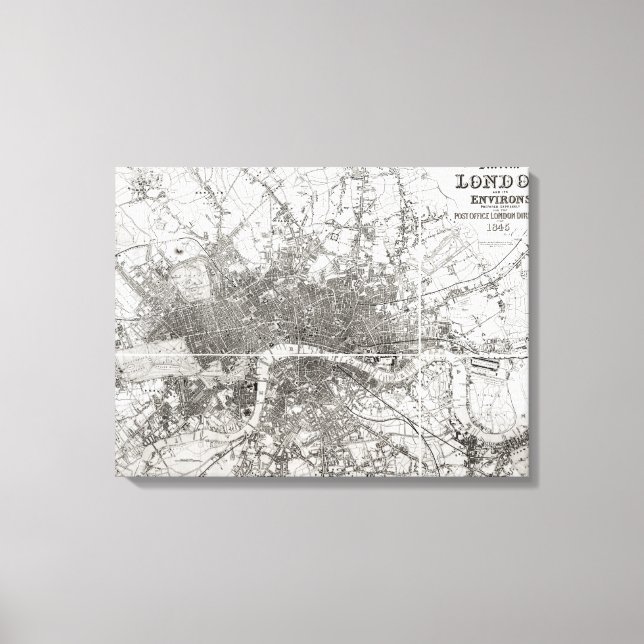 Map of Modern London and its Environs, 1854 Canvas Print (Front)