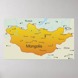 Map of Mongolia Poster