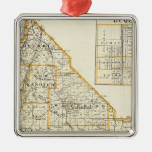 Map of Monroe County, DuQuoin and Waterloo Metal Tree Decoration