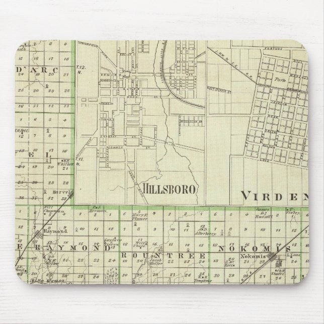Map of Montgomery County, Hillsboro and Virden Mouse Pad (Front)