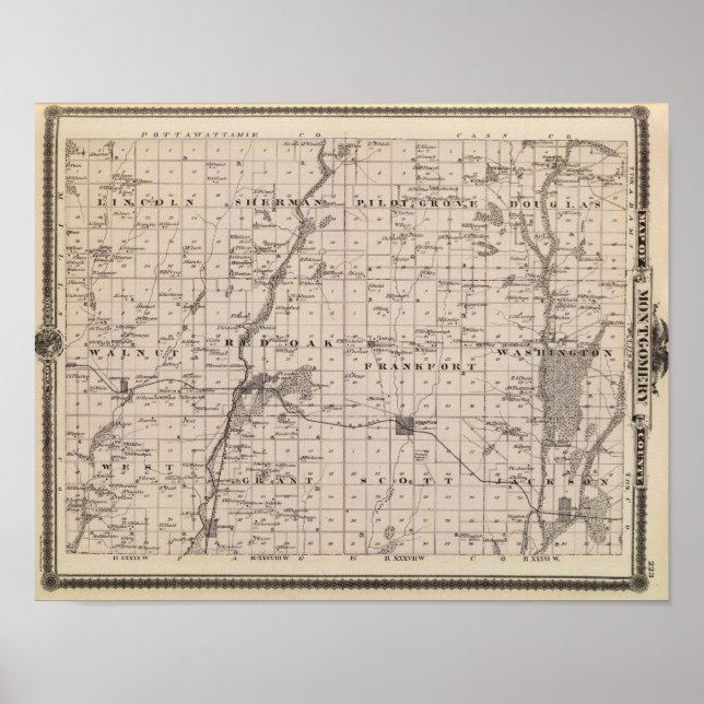 Map of Montgomery County, State of Iowa Poster (Front)