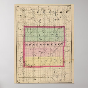 Map of Montmorency County, Michigan Poster